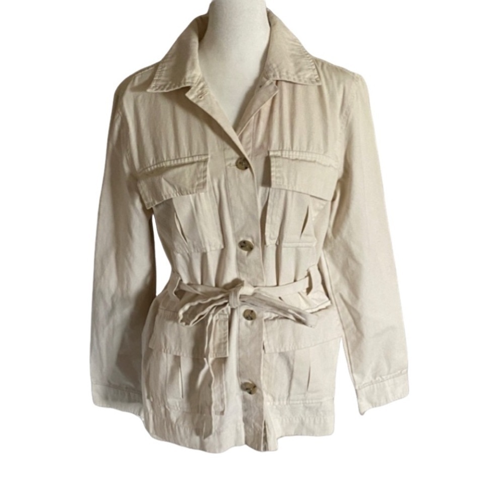 A New Day Women's Cream Belted Jacket. Button Up. Size XS.